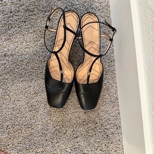 Gucci Black Leather Square-Toe Ankle-Strap Heels